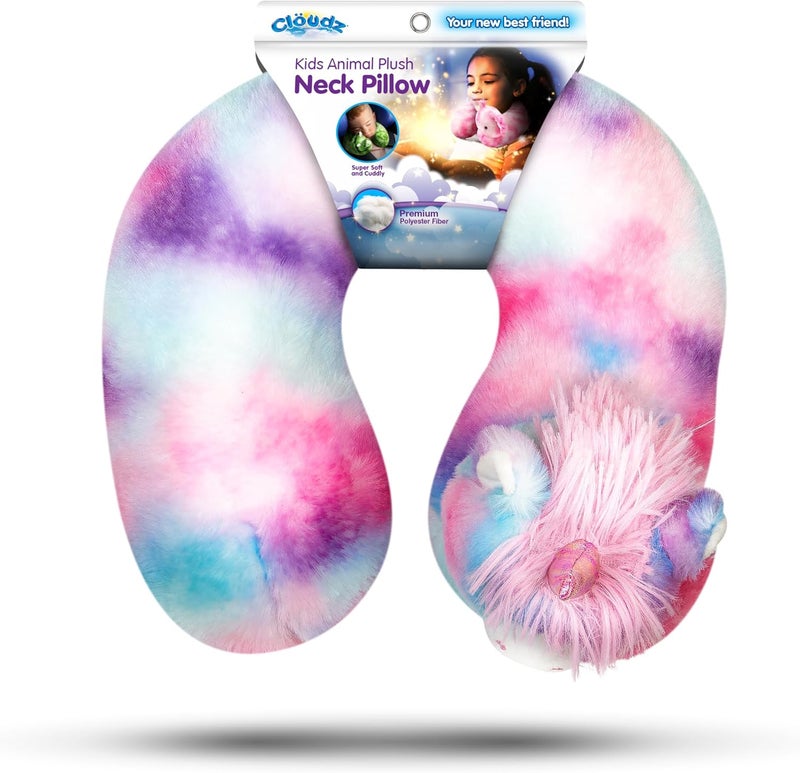 Cloudz Kids Super Soft N' Cuddly Animal Airplane Travel Neck Pillow! Keep Children Comfy and Supported with a Buddy While Traveling or just Resting at Home - Pink/Blue Unicorn - Image 3